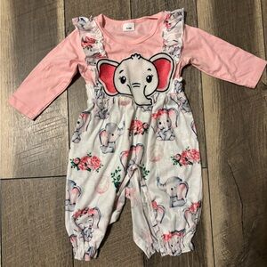Pink Elephant Baby Romper